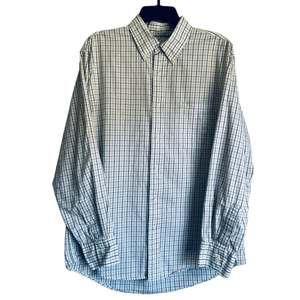 IZOD Button Down Long Sleeve Dress Shirt Large 100% Cotton